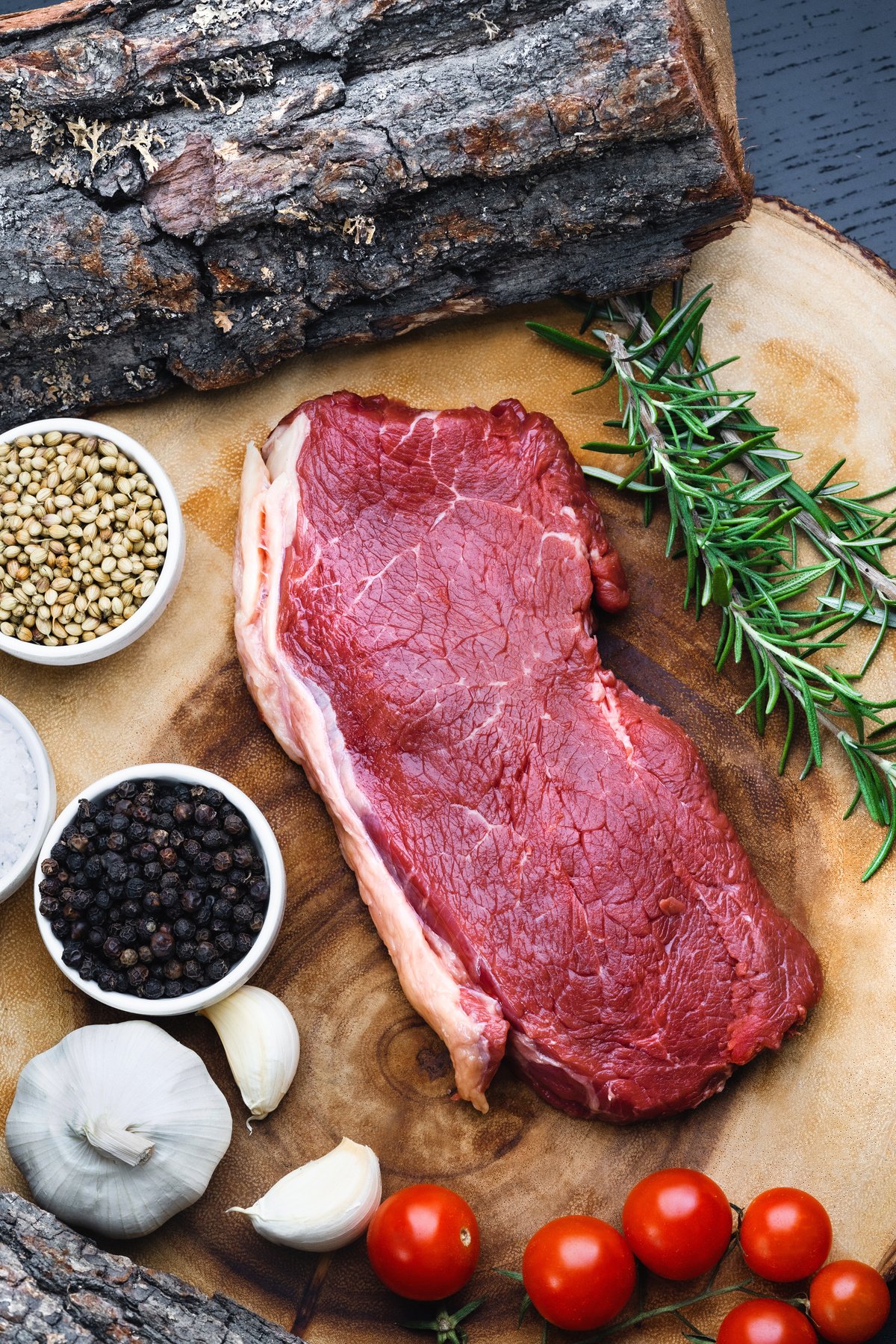 Raw Meat on a Wooden Surface